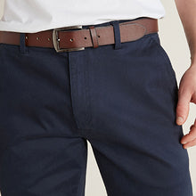 Load image into Gallery viewer, Navy Slim Fit Belted Soft Touch Chino Trousers