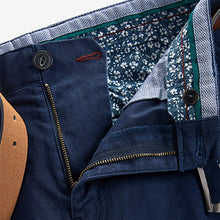 Load image into Gallery viewer, Navy Slim Fit Belted Soft Touch Chino Trousers