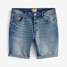 Load image into Gallery viewer, Washed Blue Slim Fit Denim Shorts