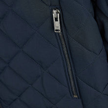 Load image into Gallery viewer, Navy Blue Shower Resistant Diamond Quilt Racer Neck Jacket