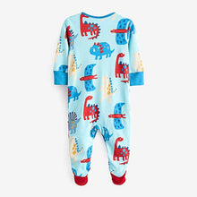 Load image into Gallery viewer, Red Dino 3 Pack Embroidered Baby Sleepsuits (0mth-18mths)