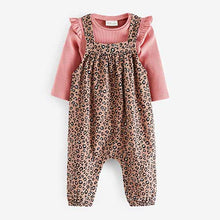Load image into Gallery viewer, Leopard Print Cord Baby Dungarees And Bodysuit (0mths-18mths)