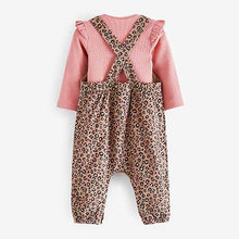 Load image into Gallery viewer, Leopard Print Cord Baby Dungarees And Bodysuit (0mths-18mths)