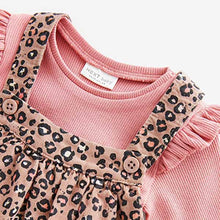 Load image into Gallery viewer, Leopard Print Cord Baby Dungarees And Bodysuit (0mths-18mths)