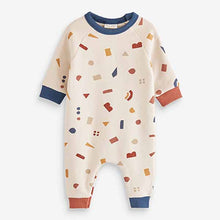 Load image into Gallery viewer, Cream Print  Baby Brushed Back Sweat Rompersuit (0mth-18mths)