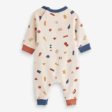 Load image into Gallery viewer, Cream Print  Baby Brushed Back Sweat Rompersuit (0mth-18mths)