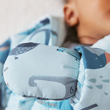 Load image into Gallery viewer, Blue Elephant Print Baby All-In-One Pramsuit (0mths-18mths)