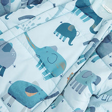 Load image into Gallery viewer, Blue Elephant Print Baby All-In-One Pramsuit (0mths-18mths)