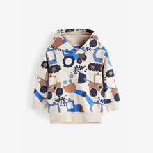 Load image into Gallery viewer, White/Blue Digger Long Sleeve Jersey Hoodie (3mths-5yrs)