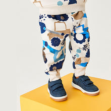 Load image into Gallery viewer, White/Blue Digger Jersey Joggers (3mths-5yrs)