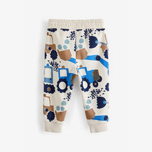 Load image into Gallery viewer, White/Blue Digger Jersey Joggers (3mths-5yrs)