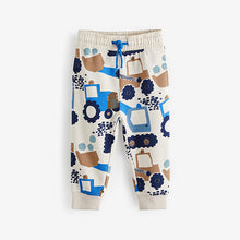 Load image into Gallery viewer, White/Blue Digger Jersey Joggers (3mths-5yrs)