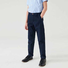 Load image into Gallery viewer, Navy Blue Regular Fit Stretch Chino Trousers (3-12yrs)