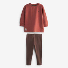 Load image into Gallery viewer, Rust/Brown Long Sleeve T-Shirt And Leggings Set (3mths-5yrs)