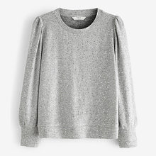 Load image into Gallery viewer, Grey Cosy Sequin Puff Sleeve Jumper