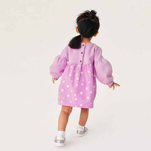 Load image into Gallery viewer, Purple Daisy Cord Printed Raglan Dress (3mths-6yrs)