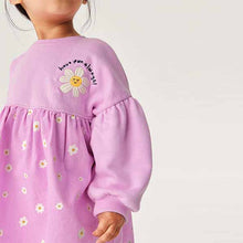 Load image into Gallery viewer, Purple Daisy Cord Printed Raglan Dress (3mths-6yrs)