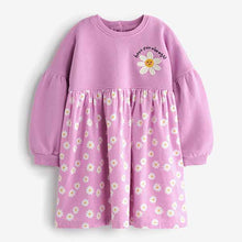Load image into Gallery viewer, Purple Daisy Cord Printed Raglan Dress (3mths-6yrs)
