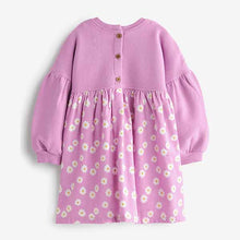 Load image into Gallery viewer, Purple Daisy Cord Printed Raglan Dress (3mths-6yrs)