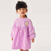 Load image into Gallery viewer, Purple Daisy Cord Printed Raglan Dress (3mths-6yrs)