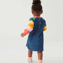 Load image into Gallery viewer, Rainbow Stripe Raglan Denim Dress (3mths-6yrs)