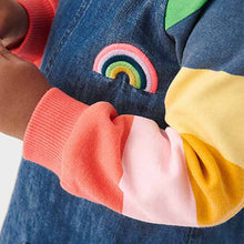 Load image into Gallery viewer, Rainbow Stripe Raglan Denim Dress (3mths-6yrs)