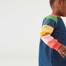 Load image into Gallery viewer, Rainbow Stripe Raglan Denim Dress (3mths-6yrs)
