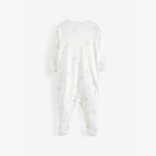 Load image into Gallery viewer, Delicate White 4 Pack Baby Printed Sleepsuits (0mth-12mths)