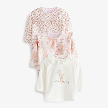 Load image into Gallery viewer, Pink Bunny/Floral Baby Long Sleeve T-Shirts 3 Pack (0 mth-18mths)
