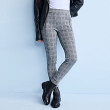 Load image into Gallery viewer, Monochrome Black/White White Check Ponte Zip Detail Leggings