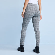 Load image into Gallery viewer, Monochrome Black/White White Check Ponte Zip Detail Leggings