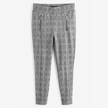 Load image into Gallery viewer, Monochrome Black/White White Check Ponte Zip Detail Leggings