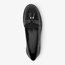 Load image into Gallery viewer, Black Patent Forever Comfort® Tassel Detail Cleated Chunky Loafer Shoes