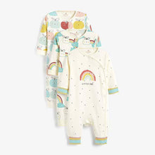 Load image into Gallery viewer, Multi 3 Pack Rainbow Apple Footless Sleepsuits (0mths-12mths) - Allsport