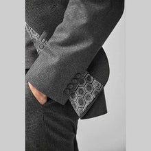 Load image into Gallery viewer, Grey Tailored Fit Puppytooth Suit: Jacket - Allsport