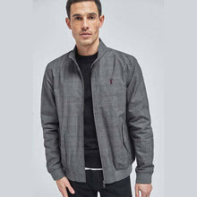 Load image into Gallery viewer, Grey Check Shower Resistant Harrington Jacket With Check Lining - Allsport