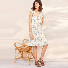 Load image into Gallery viewer, White V-Neck Frill Sleeve Dress - Allsport