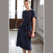Load image into Gallery viewer, Navy Belted Midi Dress - Allsport