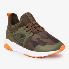 Load image into Gallery viewer, Khaki Camouflage Elastic Lace Trainers (Older) - Allsport