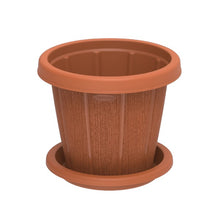 Load image into Gallery viewer, COSMOPLAST 14" Cedargrain Flowerpot with Tray