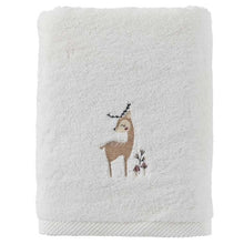 Load image into Gallery viewer, Drap de bain enfant en coton avec des broderies collection noisette (70x120)