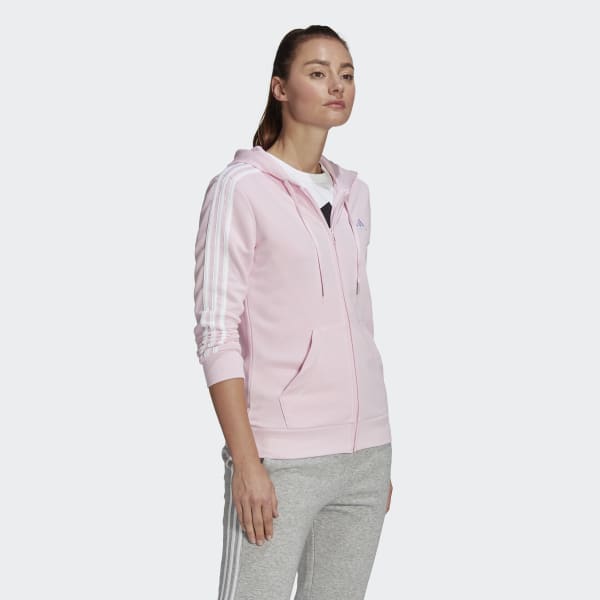 essentials french terry 3-stripes full-zip hoodie