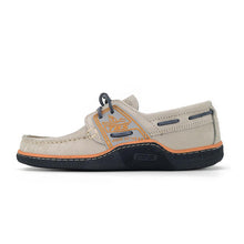 Load image into Gallery viewer, Men's Boat Shoes Beige and Orange Leather