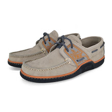Load image into Gallery viewer, Men's Boat Shoes Beige and Orange Leather
