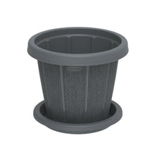 Load image into Gallery viewer, COSMOPLAST 16" Cedargrain Flowerpot with Tray