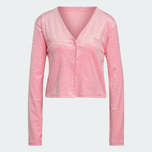 Load image into Gallery viewer, VELVET EMBOSSED MONOGRAM CROP CARDIGAN
