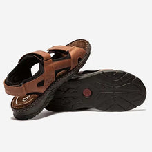 Load image into Gallery viewer, Men's Sandals With Scratch Brown Leather Tops