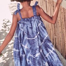 Load image into Gallery viewer, Blue Tie Dye Cotton Tie Shoulder Dress (3-12yrs) - Allsport