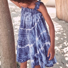 Load image into Gallery viewer, Blue Tie Dye Cotton Tie Shoulder Dress (3-12yrs) - Allsport