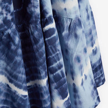Load image into Gallery viewer, Blue Tie Dye Cotton Tie Shoulder Dress (3-12yrs) - Allsport